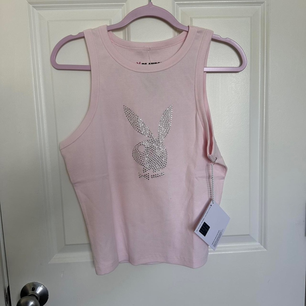 Playboy Tank Top with Silver Rhinestone Logo